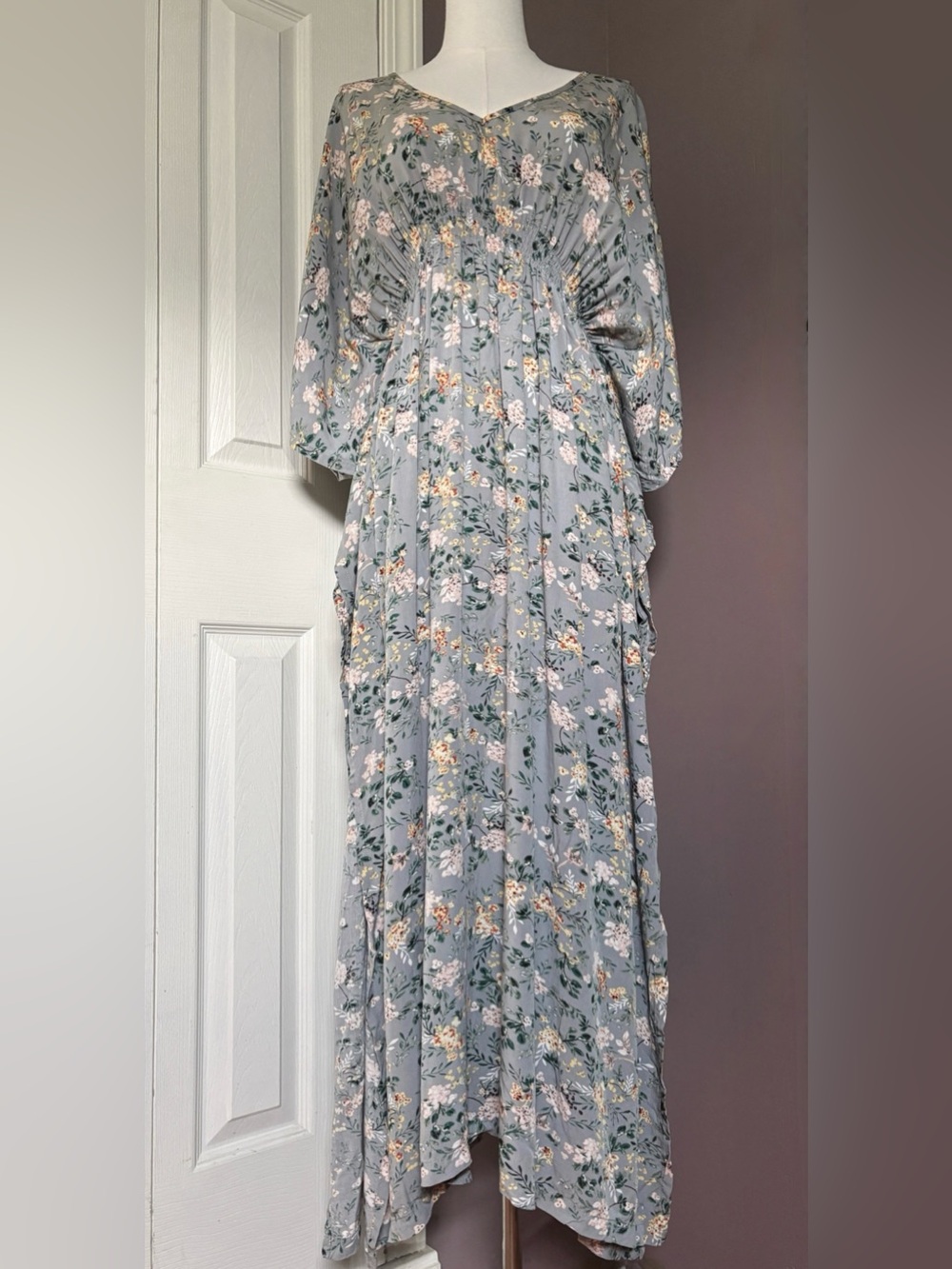 Natural Life Floral Kaftan Maxi Dress Sz Medium | Boho Cottage